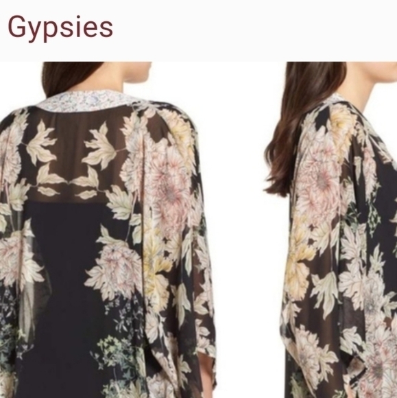 Band of Gipsies Border Print Long Kimono - Picture 3 of 13